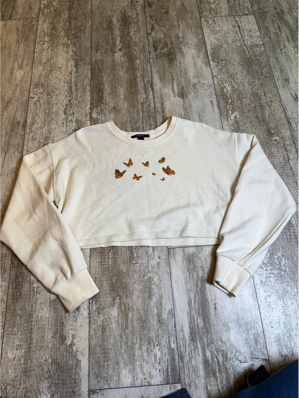Forever 21 Womens M Butterfly Cropped Sweatshirt Y2K Fairycore